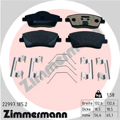Sada brzdových destiček, kotoučová brzda ZIMMERMANN 22997.185.2