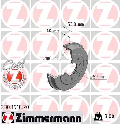 Brzdový buben ZIMMERMANN 230.1910.20