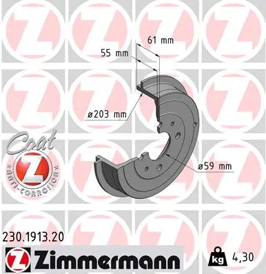 Brzdový buben ZIMMERMANN 230.1913.20