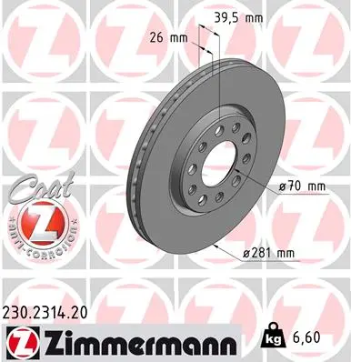 Brzdový kotouč ZIMMERMANN 230.2314.20