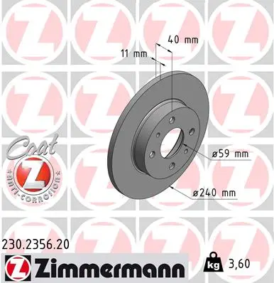ZIMMERMANN Brzdový kotouč 230235620