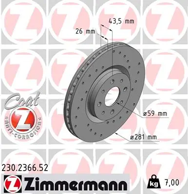 Brzdový kotouč ZIMMERMANN 230.2366.52