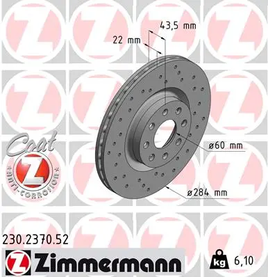 Brzdový kotouč ZIMMERMANN 230.2370.52