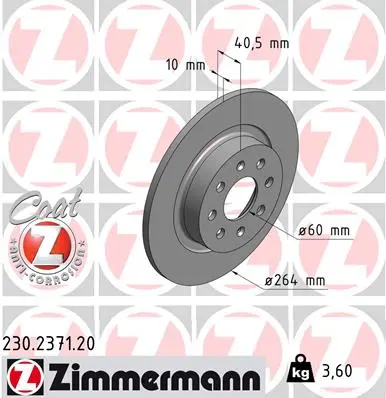 Brzdový kotouč ZIMMERMANN 230.2371.20