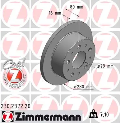 ZIMMERMANN Brzdový kotouč 230237220