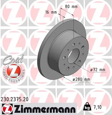 ZIMMERMANN Brzdový kotouč 230237520