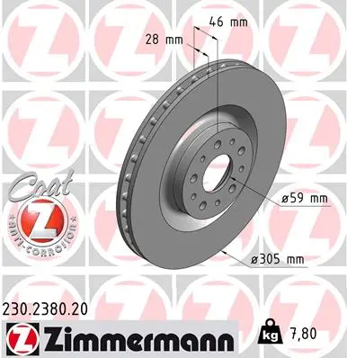ZIMMERMANN Brzdový kotouč 230238020