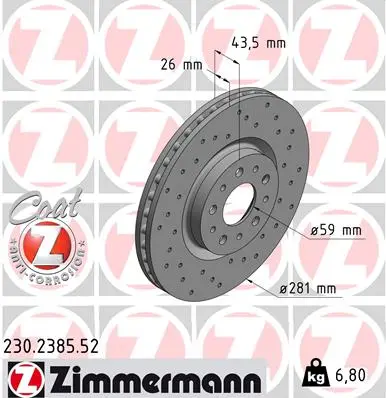 Brzdový kotouč ZIMMERMANN 230.2385.52