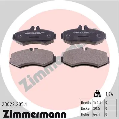 Sada brzdových destiček, kotoučová brzda ZIMMERMANN 23022.205.1