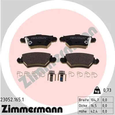 Sada brzdových destiček, kotoučová brzda ZIMMERMANN 23052.165.1