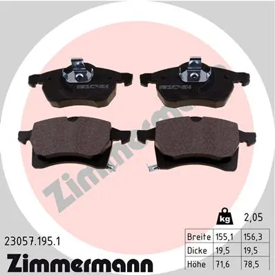 Sada brzdových destiček, kotoučová brzda ZIMMERMANN 23057.195.1
