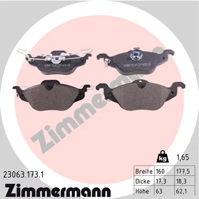 Sada brzdových destiček, kotoučová brzda ZIMMERMANN 23063.173.1