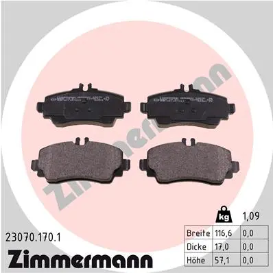 Sada brzdových destiček, kotoučová brzda ZIMMERMANN 23070.170.1