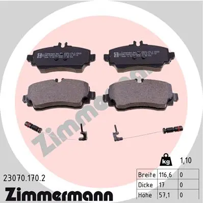 Sada brzdových destiček, kotoučová brzda ZIMMERMANN 23070.170.2