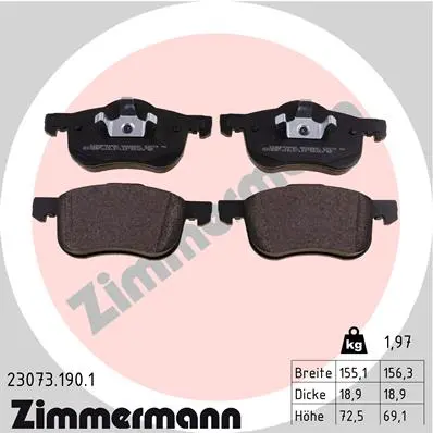 Sada brzdových destiček, kotoučová brzda ZIMMERMANN 23073.190.1
