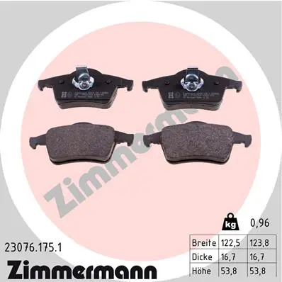 Sada brzdových destiček, kotoučová brzda ZIMMERMANN 23076.175.1