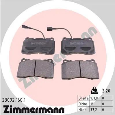 Sada brzdových destiček, kotoučová brzda ZIMMERMANN 23092.160.1