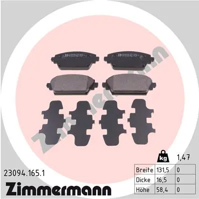 Sada brzdových destiček, kotoučová brzda ZIMMERMANN 23094.165.1