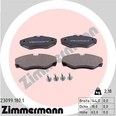 Sada brzdových destiček, kotoučová brzda ZIMMERMANN 23099.180.1