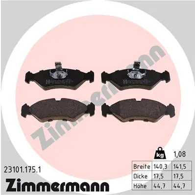 Sada brzdových destiček, kotoučová brzda ZIMMERMANN 23101.175.1