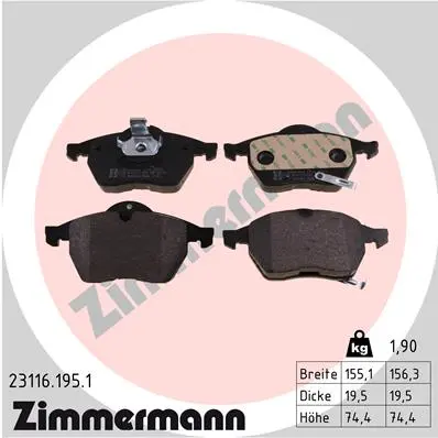 Sada brzdových destiček, kotoučová brzda ZIMMERMANN 23116.195.1