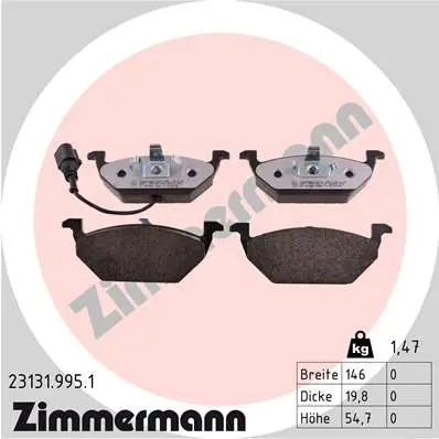 Sada brzdových destiček, kotoučová brzda ZIMMERMANN 23131.995.1