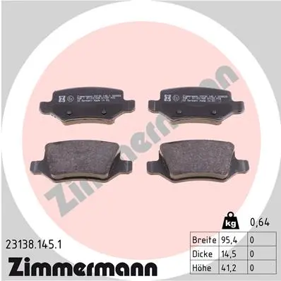 Sada brzdových destiček, kotoučová brzda ZIMMERMANN 23138.145.1