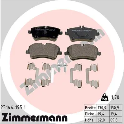 Sada brzdových destiček, kotoučová brzda ZIMMERMANN 23144.195.1