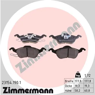 ZIMMERMANN Sada brzdových destiček, kotoučová brzda 231541901