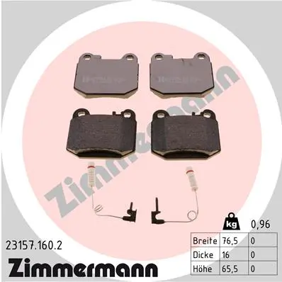 Sada brzdových destiček, kotoučová brzda ZIMMERMANN 23157.160.2