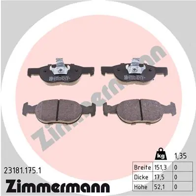 Sada brzdových destiček, kotoučová brzda ZIMMERMANN 23181.175.1