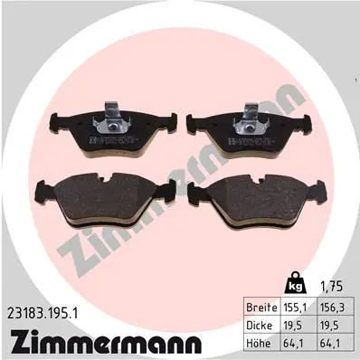 Sada brzdových destiček, kotoučová brzda ZIMMERMANN 23183.195.1