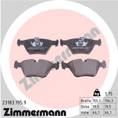Sada brzdových destiček, kotoučová brzda ZIMMERMANN 23183.195.9