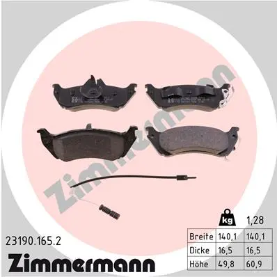 Sada brzdových destiček, kotoučová brzda ZIMMERMANN 23190.165.2