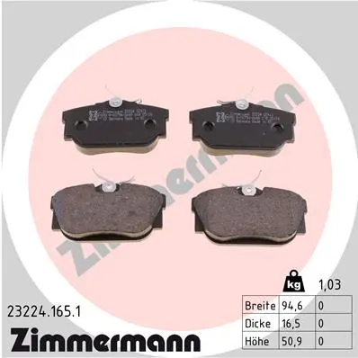 Sada brzdových destiček, kotoučová brzda ZIMMERMANN 23224.165.1