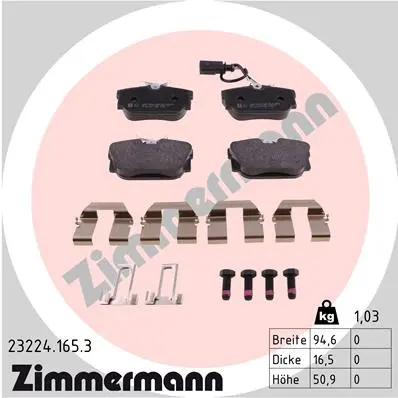 Sada brzdových destiček, kotoučová brzda ZIMMERMANN 23224.165.3