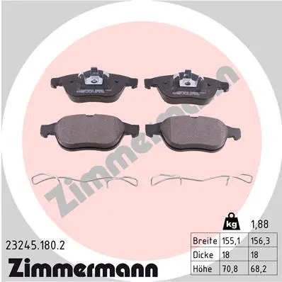 Sada brzdových destiček, kotoučová brzda ZIMMERMANN 23245.180.2