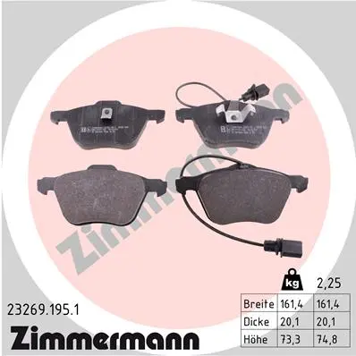 ZIMMERMANN Sada brzdových destiček, kotoučová brzda 232691951