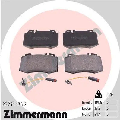 ZIMMERMANN Sada brzdových destiček, kotoučová brzda 232711752