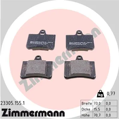 Sada brzdových destiček, kotoučová brzda ZIMMERMANN 23305.155.1