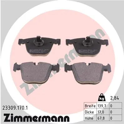 Sada brzdových destiček, kotoučová brzda ZIMMERMANN 23309.170.1