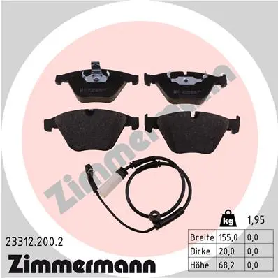 ZIMMERMANN Sada brzdových destiček, kotoučová brzda 233122002