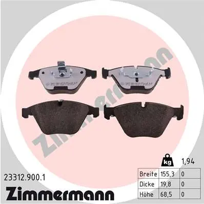 Sada brzdových destiček, kotoučová brzda ZIMMERMANN 23312.900.1