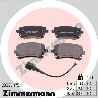ZIMMERMANN Sada brzdových destiček, kotoučová brzda 233261751