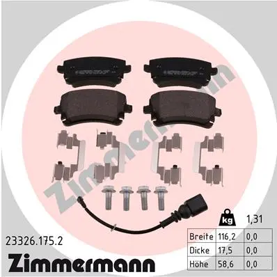 Sada brzdových destiček, kotoučová brzda ZIMMERMANN 23326.175.2