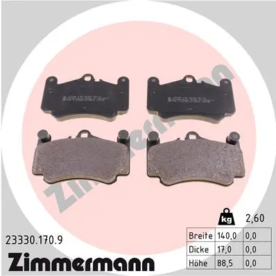 ZIMMERMANN Sada brzdových destiček, kotoučová brzda 233301709