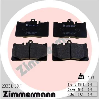 Sada brzdových destiček, kotoučová brzda ZIMMERMANN 23331.160.1