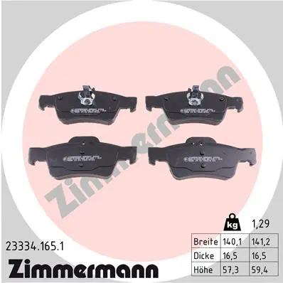 Sada brzdových destiček, kotoučová brzda ZIMMERMANN 23334.165.1