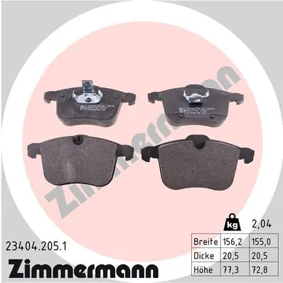 Sada brzdových destiček, kotoučová brzda ZIMMERMANN 23404.205.1