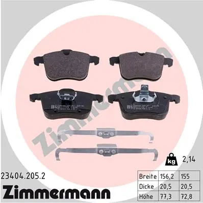 Sada brzdových destiček, kotoučová brzda ZIMMERMANN 23404.205.2